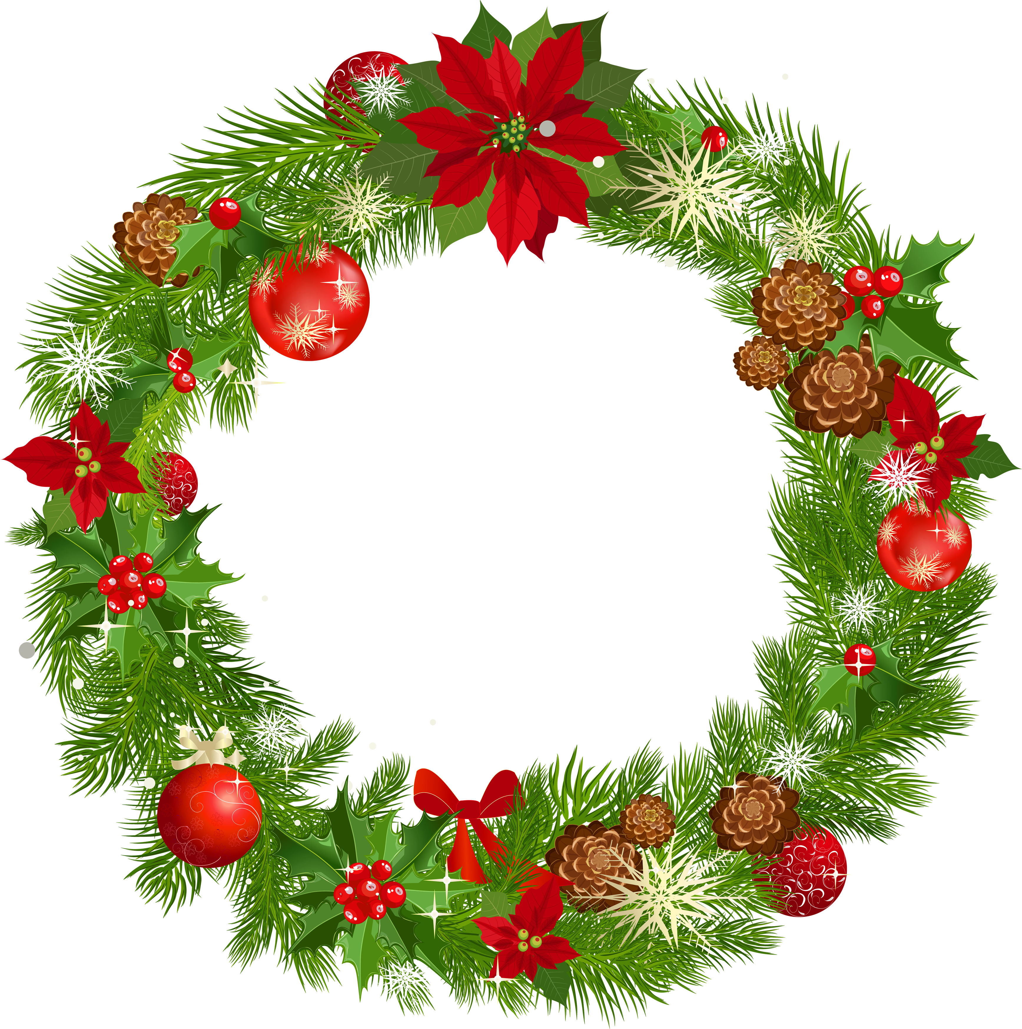 Clipart Of Ng, Wreath The And Wreath Of - Vòng Nguyệt Quế Noel Vector (3500x3524)