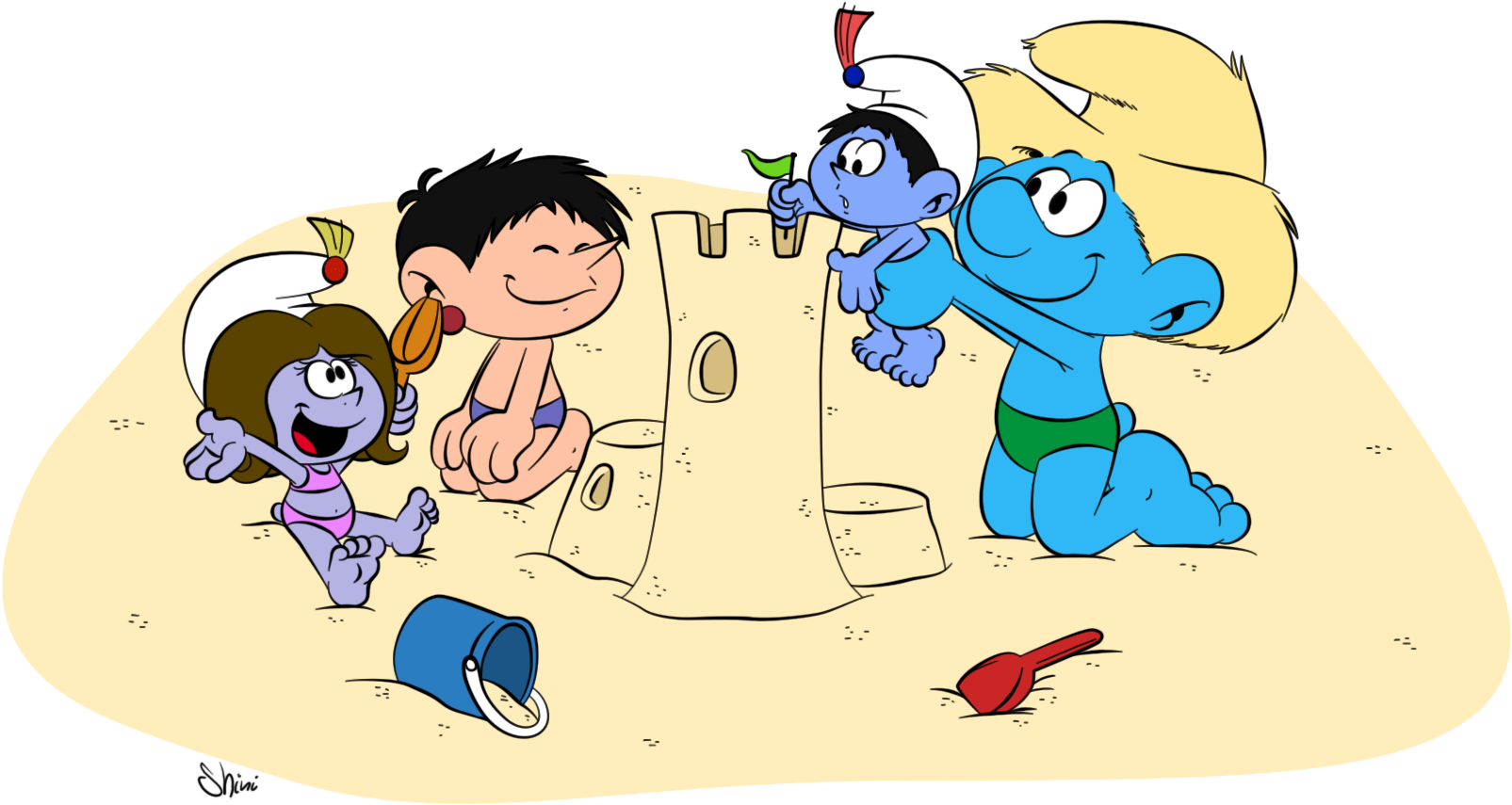 We Built It Together By Shini-smurf - Farmer Smurf & Gordy (1627x968)