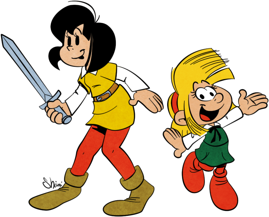 Joan And Perry By Shini-smurf - Smurfs Johan And Peewit (900x728)