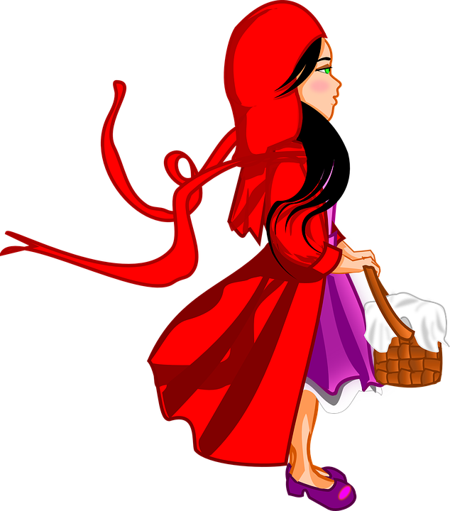 Kid Little Red Riding Hood, Fairytale, Cap, Basket, - Clipart Red Riding Hood (634x720)
