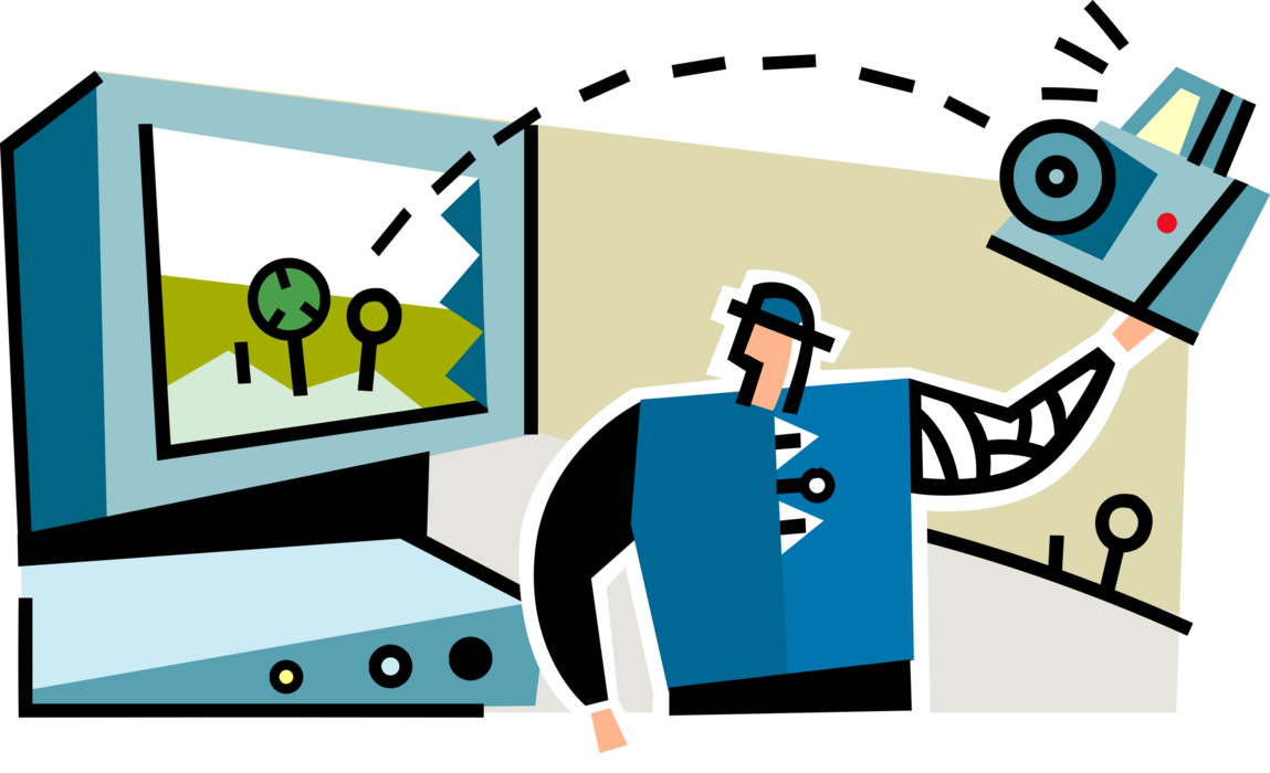 Vector Illustration Of Photographer With Digital Camera - Cartoon (1149x700)