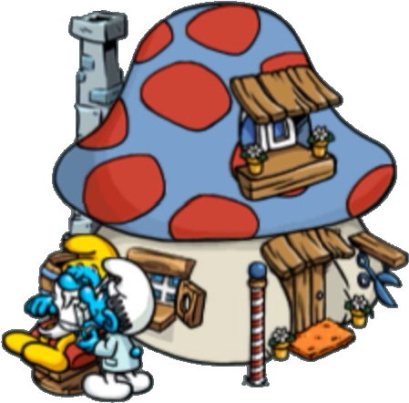 Smurf Barber Hoouse - Smurf Village Houses (456x451)