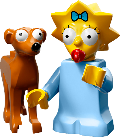 Maggie And Santa's Little Helper - Simpson Lego Minifigures Maggie (418x477)