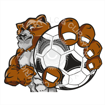Bear Clipart Soccer - Bear With Soccer Ball (361x361)