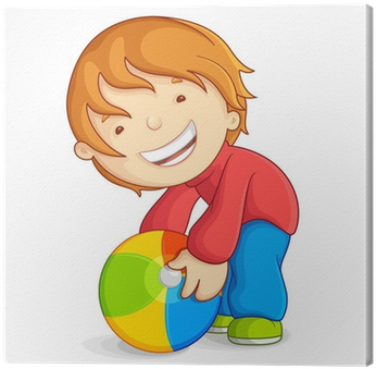 Vector Illustration Of Kid Playing With Beach Ball - Kid Playing With A Ball (400x400)