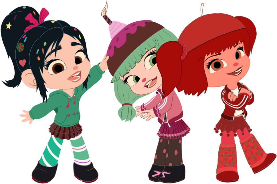 Vanellope, Candlehead And Jubileena By Artistsncoffeeshops - Vanellope Von Schweetz (982x813)