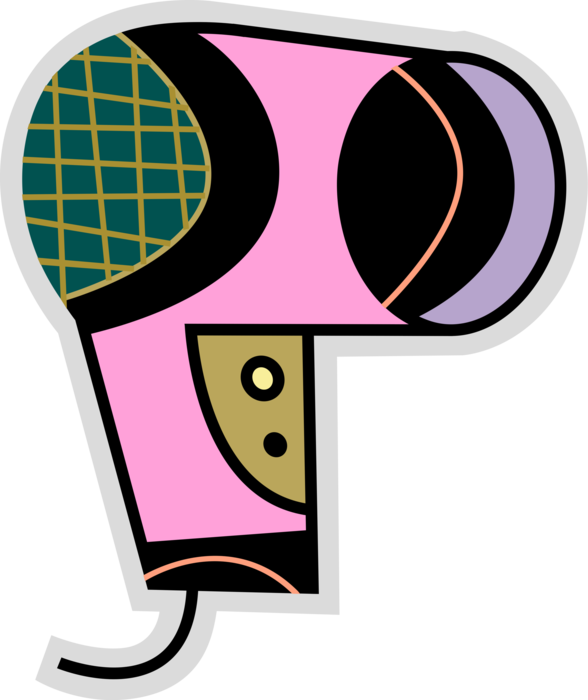 Vector Illustration Of Portable Electric Hair Dryer - Vector Illustration Of Portable Electric Hair Dryer (588x700)