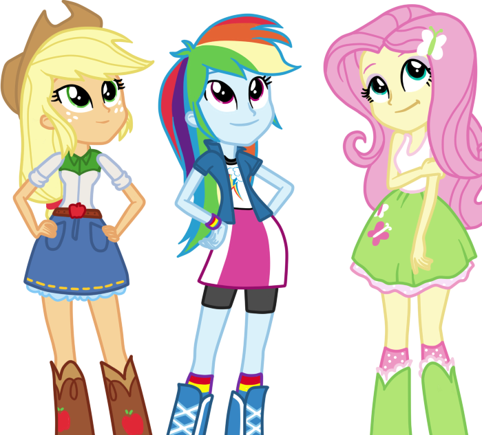 Eg Applejack Rainbow Dash And Fluttershy By Luchita27-d8a8fc1 - My Little Pony Rainbow Dash And Sunset Shimmer (700x633)
