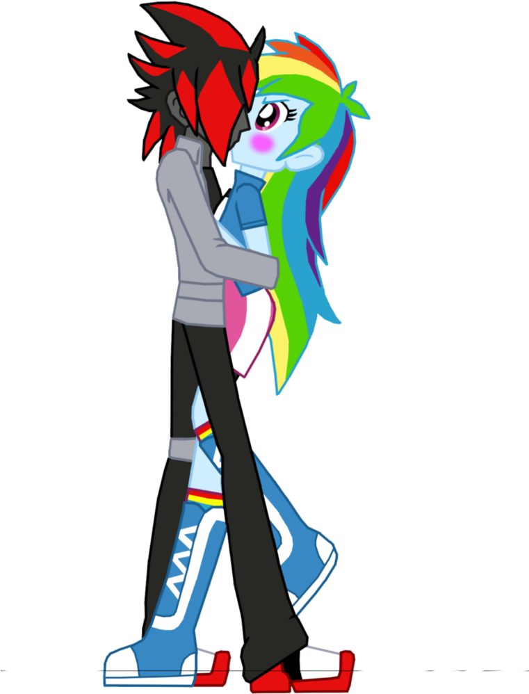 Valentines Day Shadow X Rainbowdash Kiss By Mergedzamasuva - Shadow The Hedgehog In Equestria Girls (760x1052)