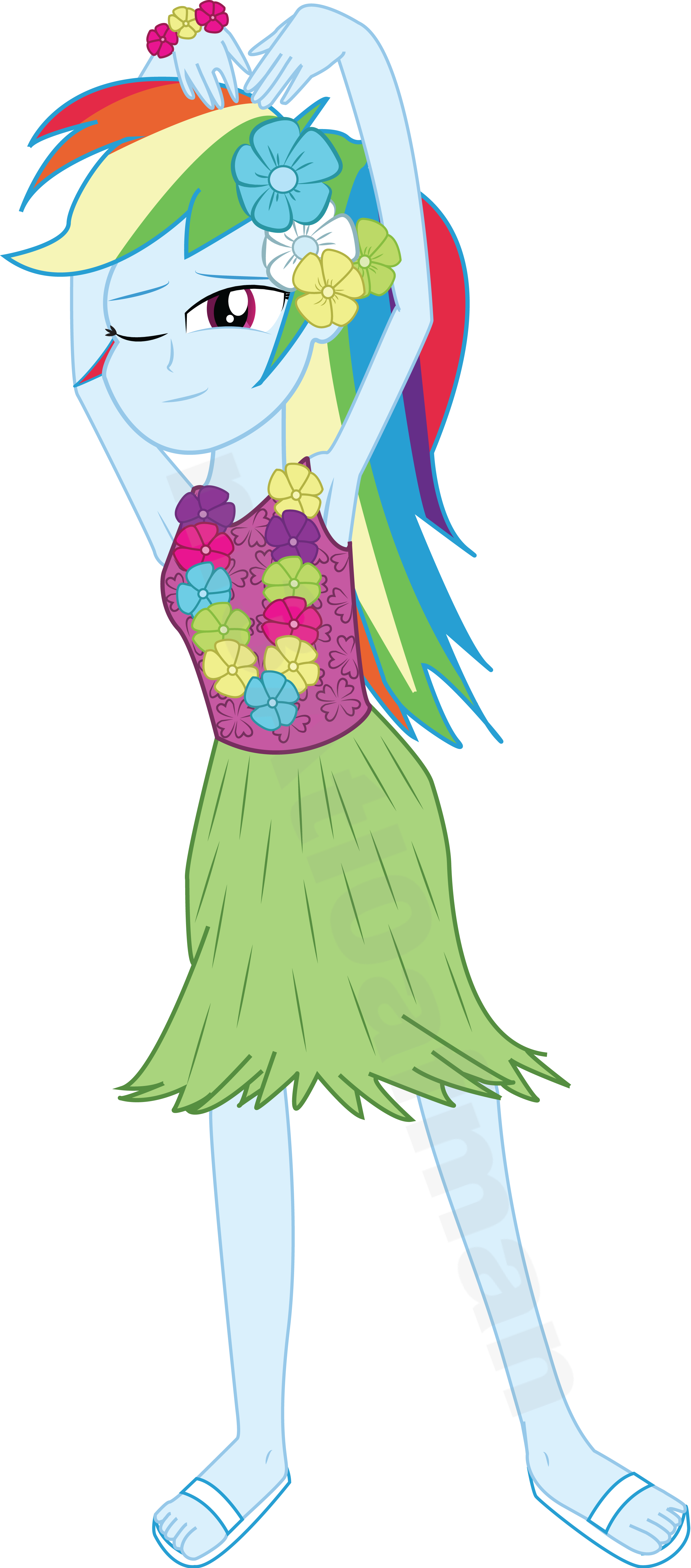 Luau Rainbow Dash By M3atl0afman Luau Rainbow Dash - Eqg Rainbow Dash Bikini (2500x5673)
