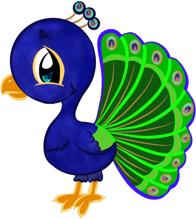 Cartoon Peacock Colored Lines By Crochetamommy - Fun2draw Peacock (1024x768)