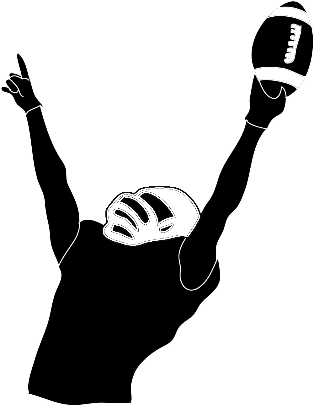 Football Player Clipart Transparent Background - Football Player Silhouette Clipart (1049x1332)