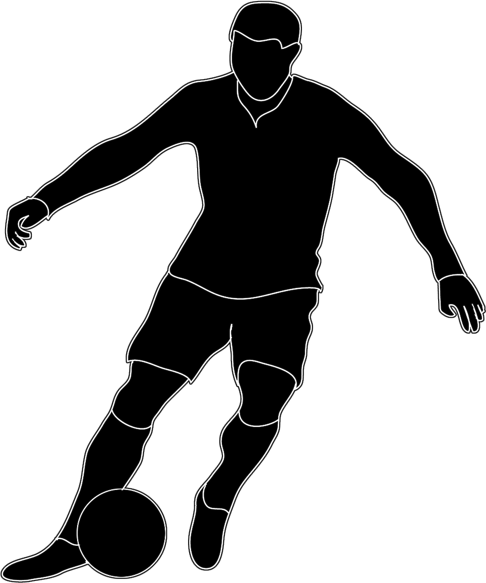 Soccer Clipart Silhouette - Soccer Player Clipart Black And White (999x1181)