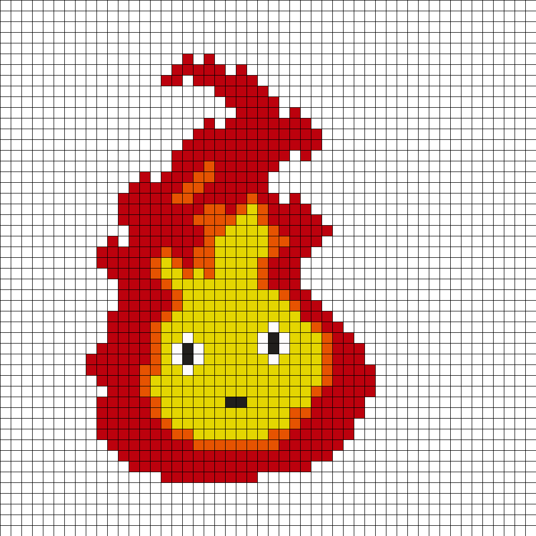 Calcifer Perler Bead Pattern - Calcifer Bead Pattern (1050x1050)