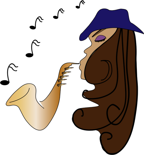 Músico De Jazz Feminino - Saxofon Caricatura (464x500)