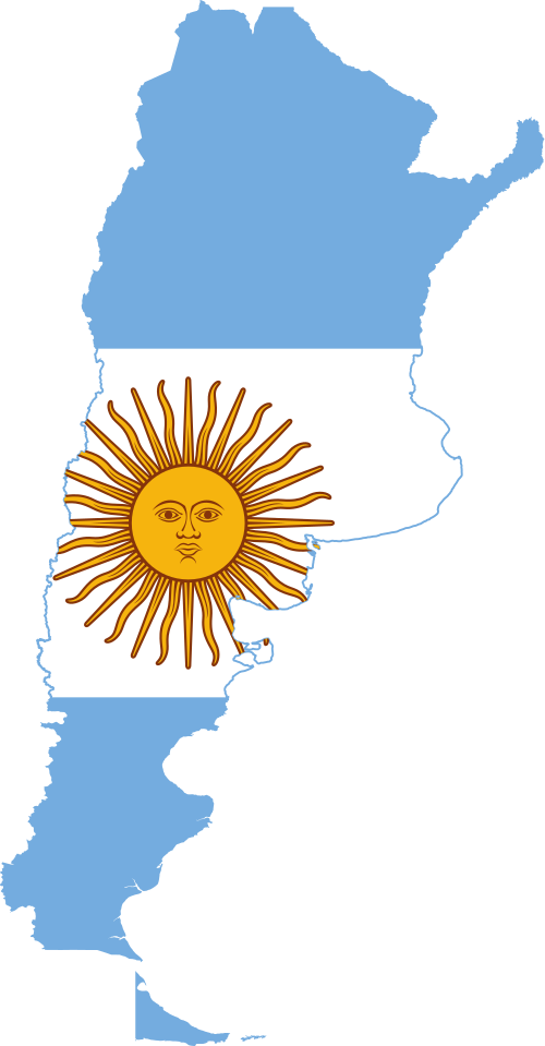 Greece Brazil Argentina - Argentina Flag Map (500x959)