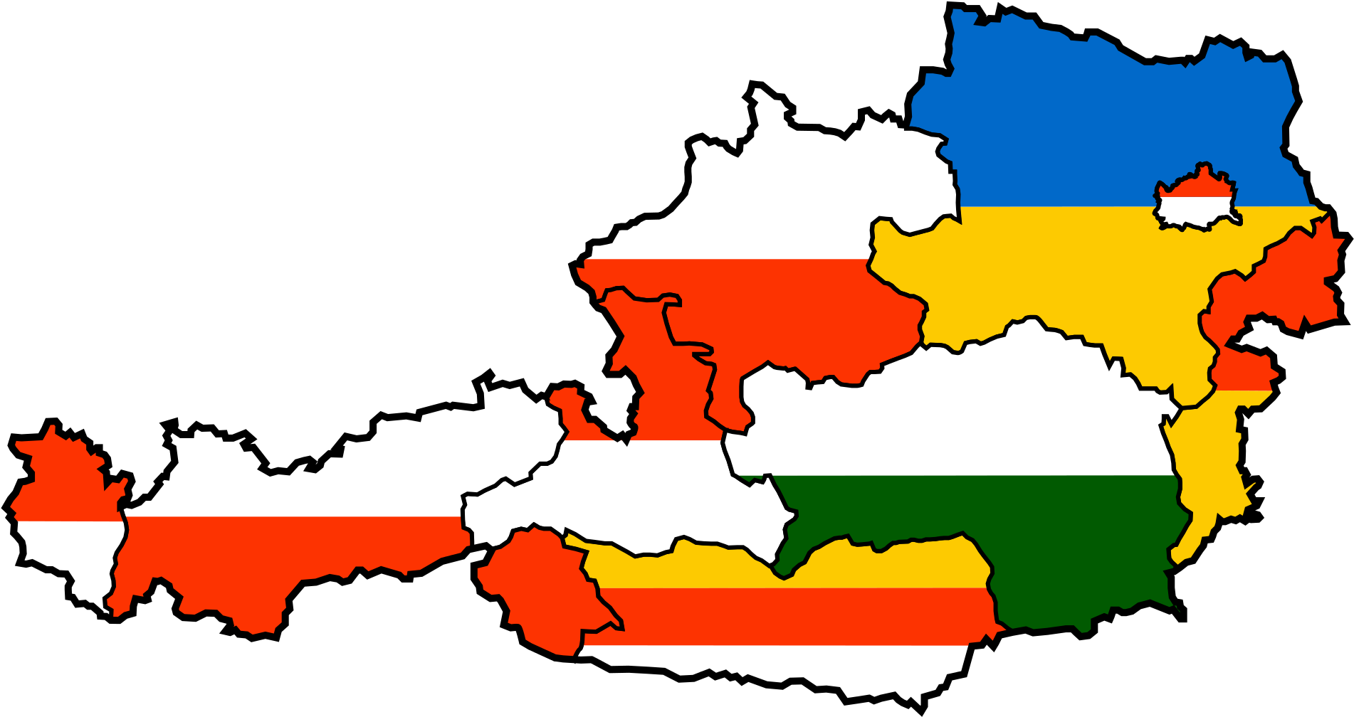 Austria States Flags Map - Coats Of Arms Hungary (1949x1067)
