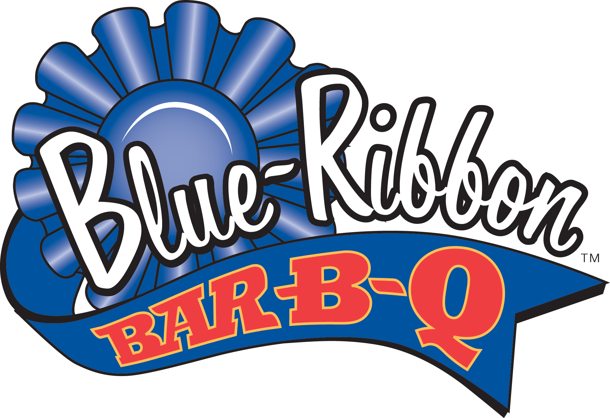 Red, White Logo Text - Blue Ribbon Bbq (1960x1345)