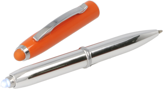 Ball Pen Tres With Flashlight And Touch Red - Metal (800x800)