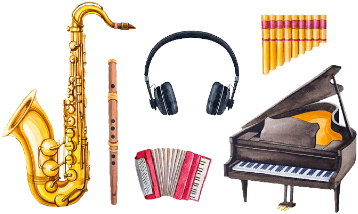 Piano Musical Instruments Watercolor Painting Illustration - Notes: 120 Blank Lined Page Softcover Music Notes Journal, (800x491)