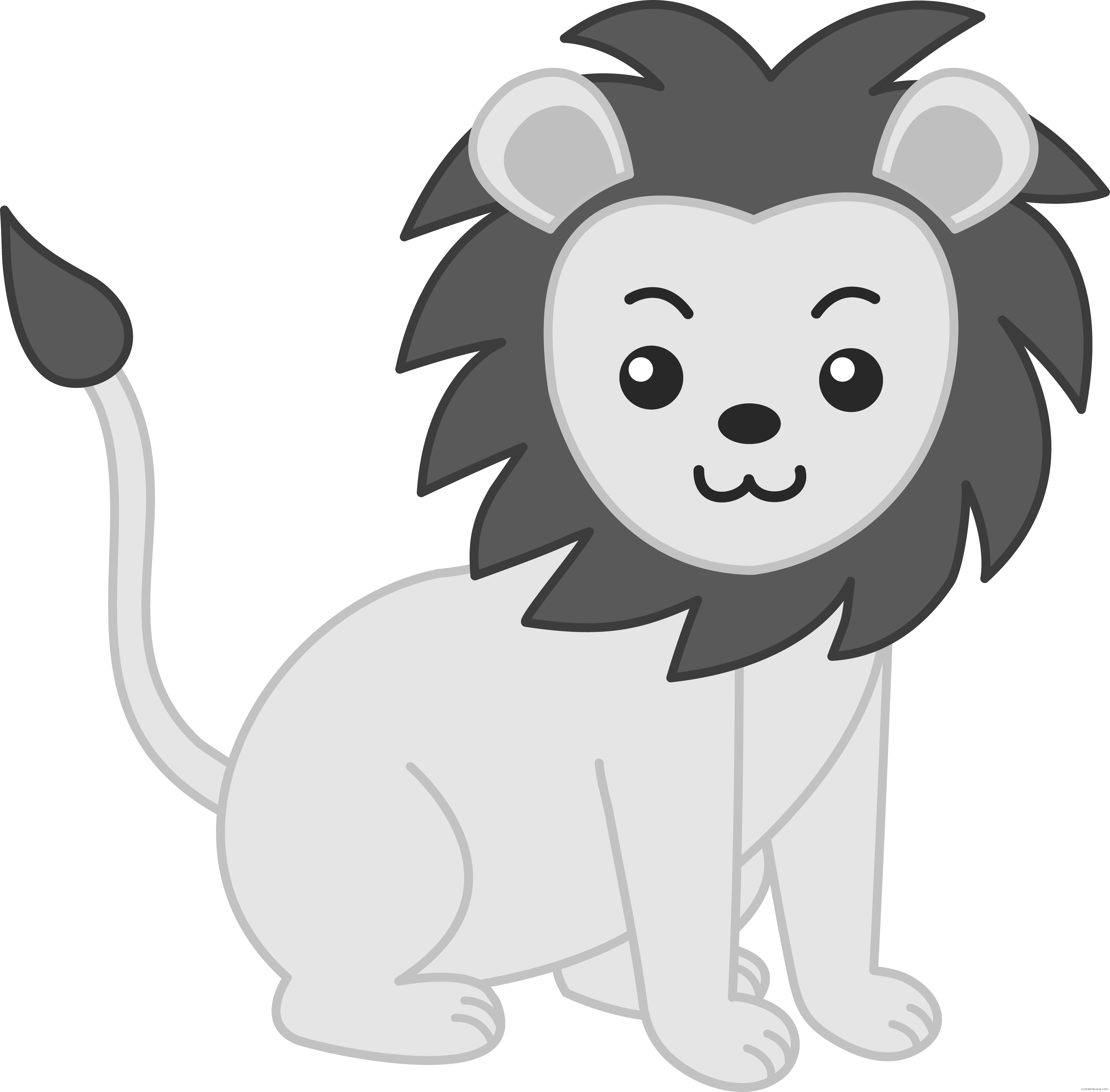 Baby Lion Animal Free Black White Clipart Images Clipartblack - Zoo Animals Clipart (5171x5087)