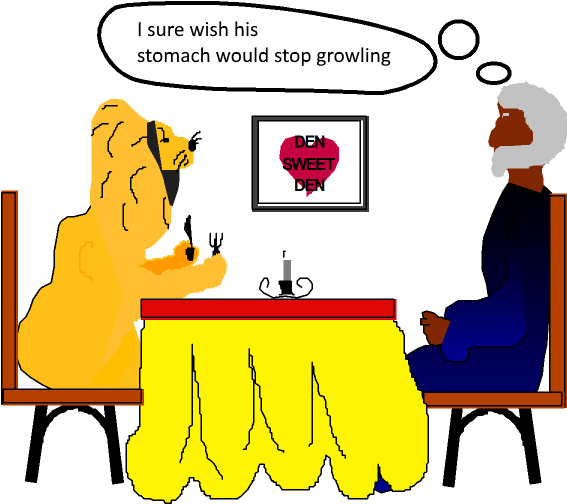 Daniel And Lion Cartoon - Cartoon (566x517)