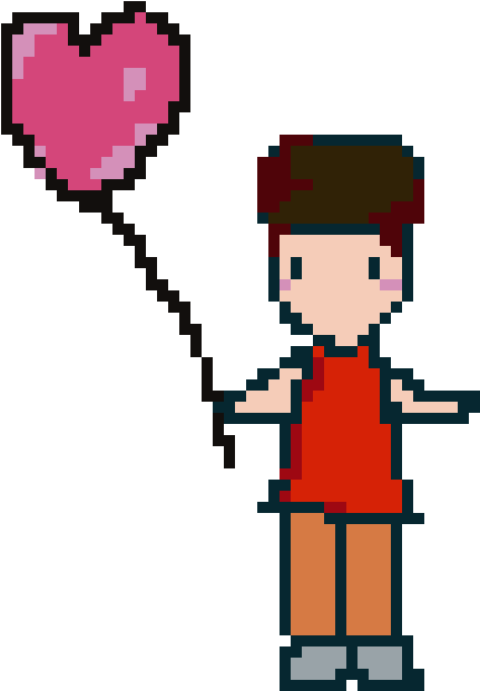 Little Man With Balloon - Cartoon (730x690)