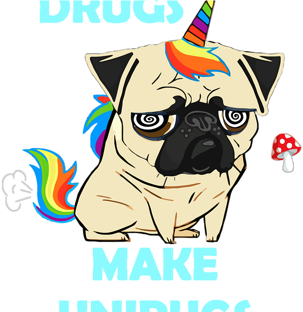 Dark Lord Pug - Drugs Make Unipugs Pug Dog T-shirt (640x640)