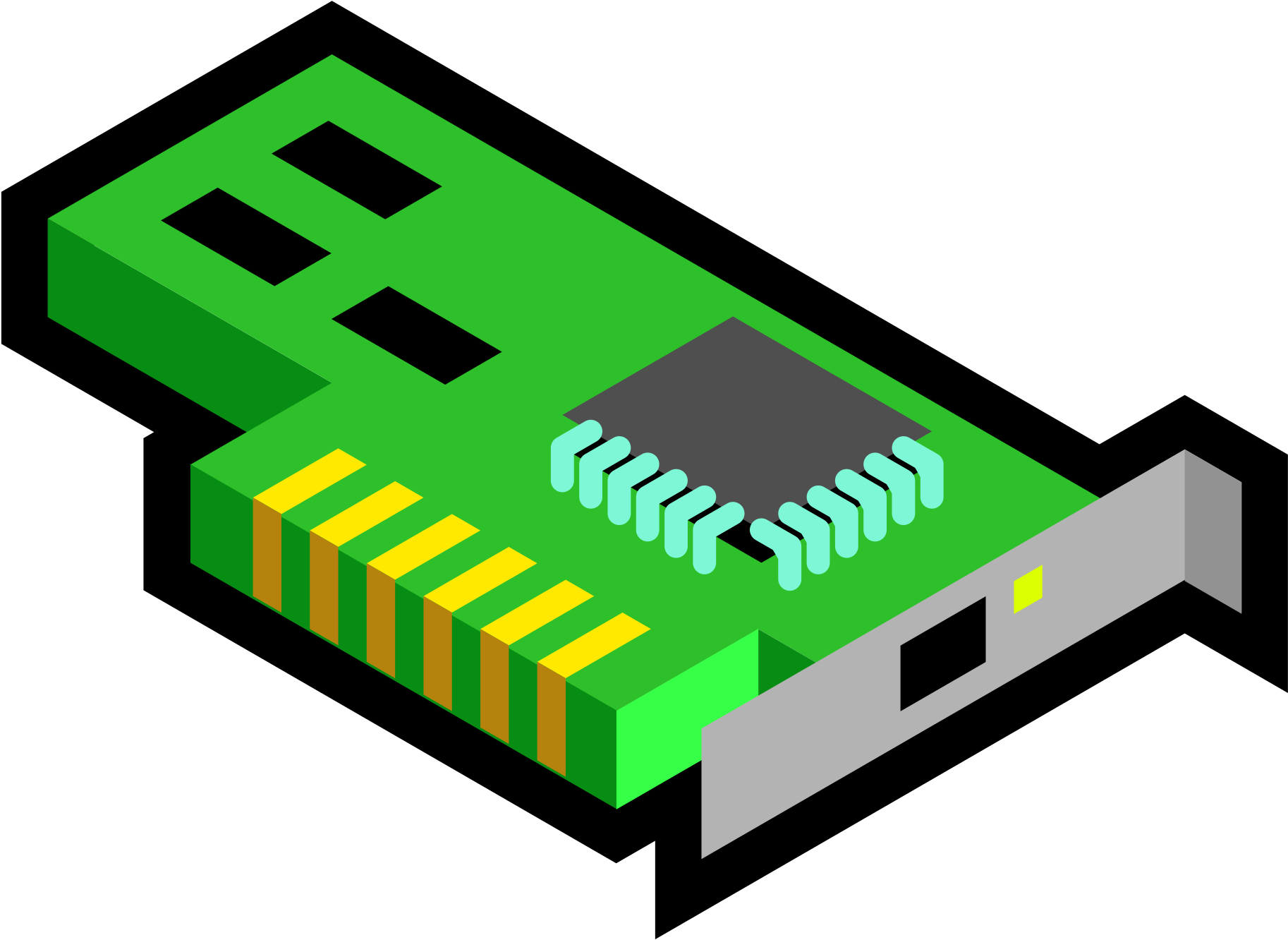 Vector Illustration Of Green 3d Network Card Icon - Ram Memory Png (993x750)