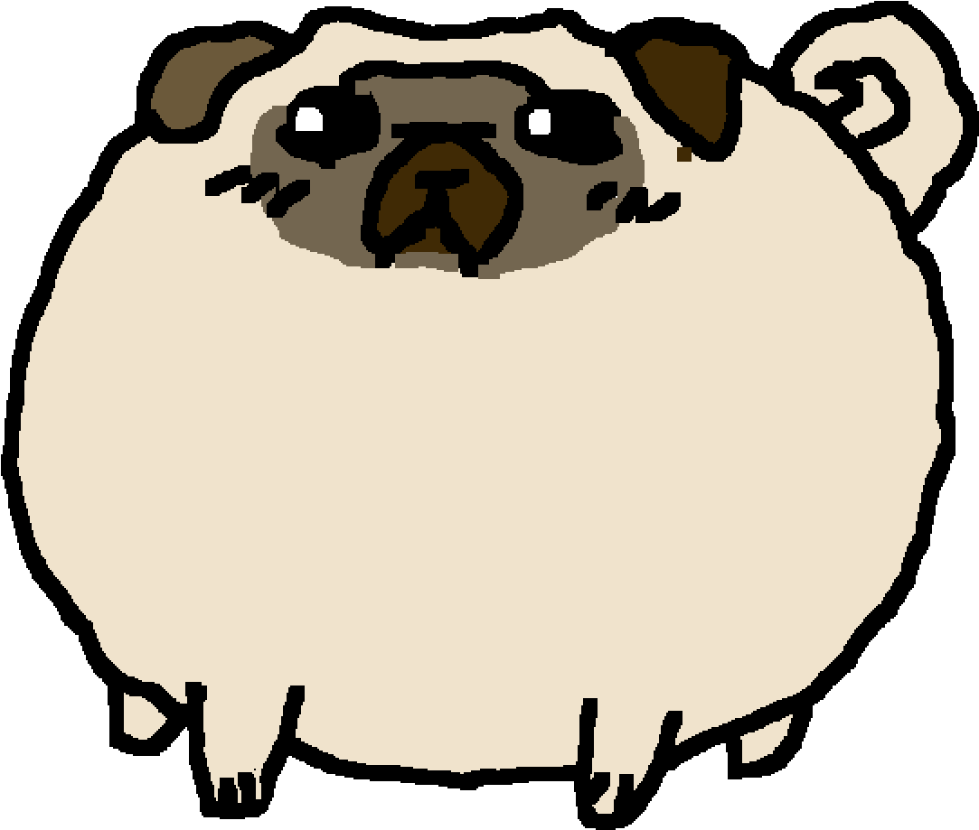 Adorable Fat Pug - Sticker (1200x1200)