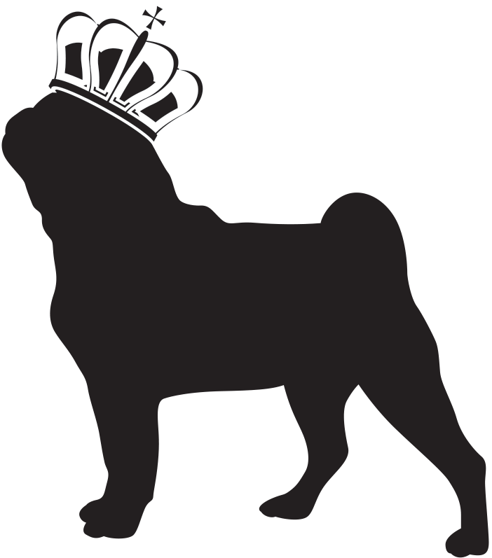 Pug Black And White Png (702x797)