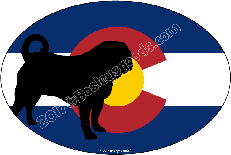 I Love My Colorado Pug Sticker Oval - I Love My Colorado Pug Sticker Oval (927x532)