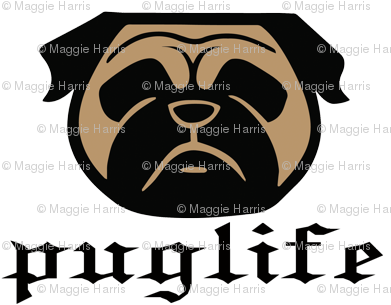 Thug Dog Life - Puglife Clip Art (399x317)