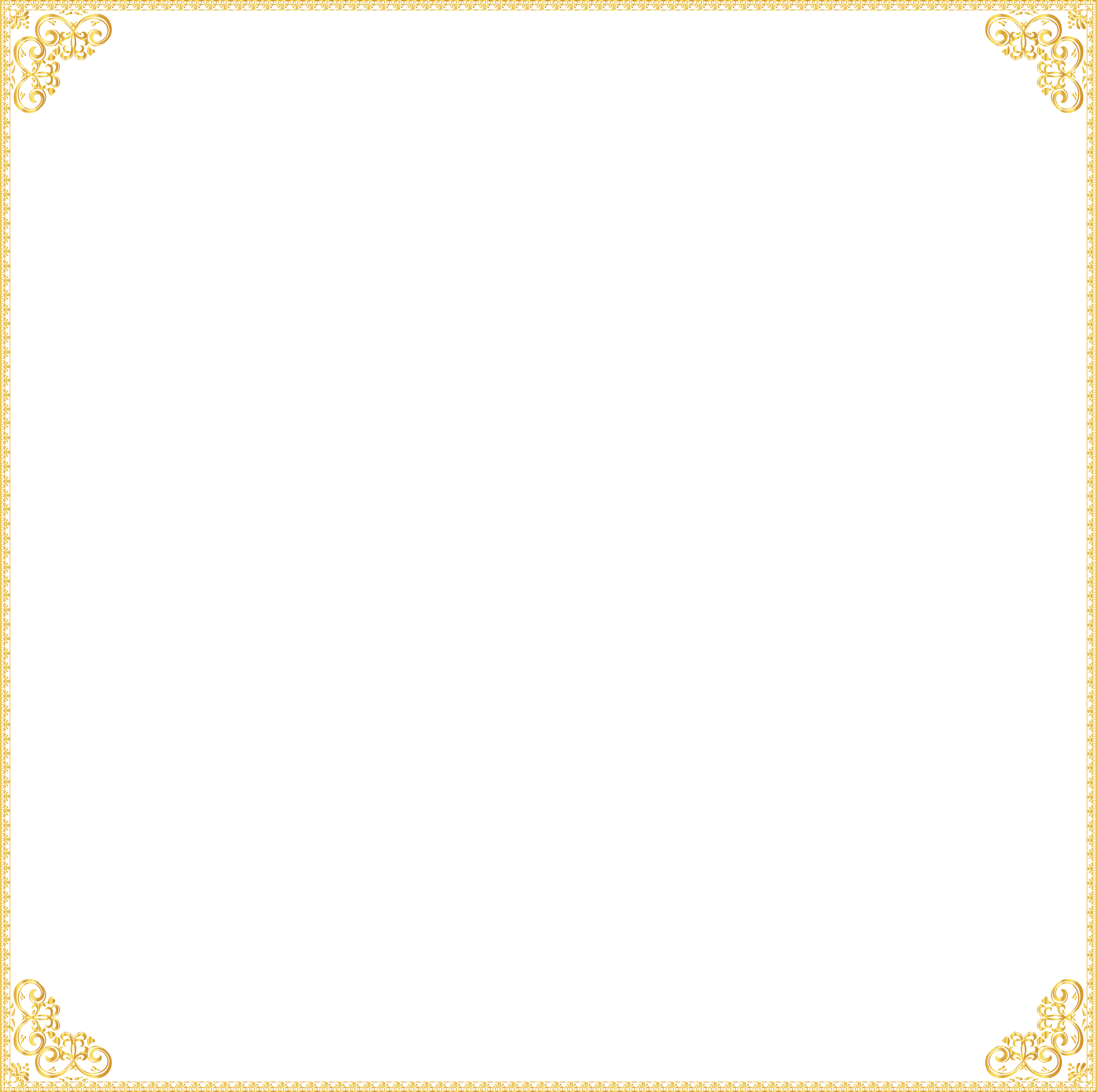 Golden Border Frame Transparent Clip Art Image - Golden Border Frame Transparent Clip Art Image (8000x7965)