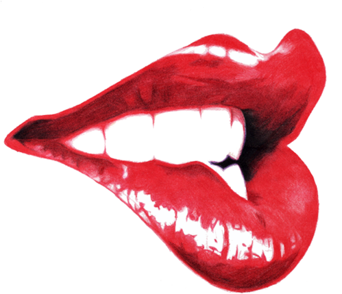 Illustration Red Pencil Lips Smile Sketch Lipstick - Sexy Lips Drawing (500x439)