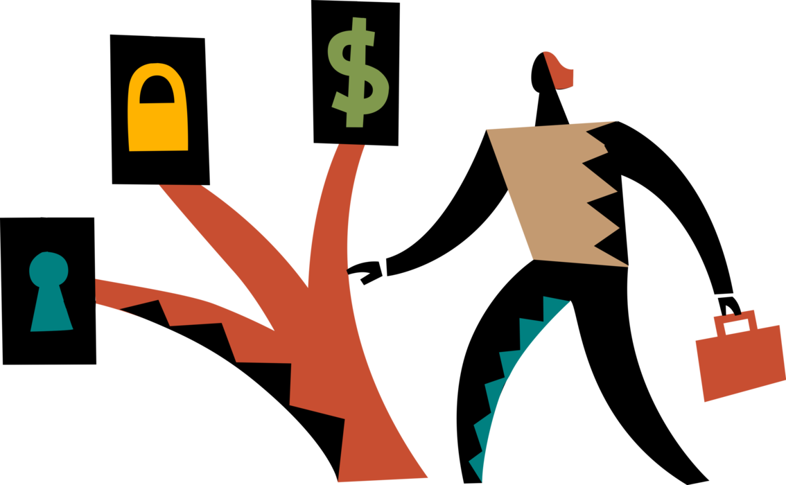 Vector Illustration Of Businessman Faces Decision At - Vector Illustration Of Businessman Faces Decision At (1134x700)