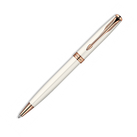 Parker Sonnet Rose Gold White Pearl Ballpoint Pen - Strobe Tube (460x460)