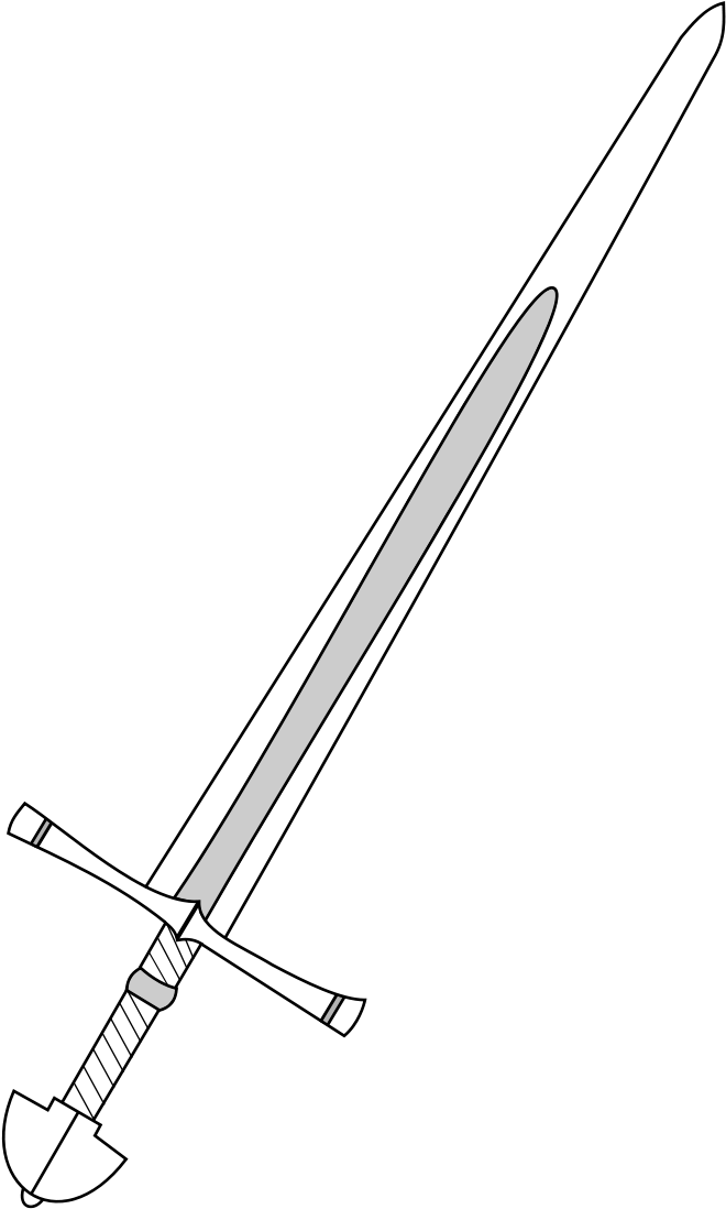 Sword Clipart Outline - Outline Of A Sword Medieval (800x1131)