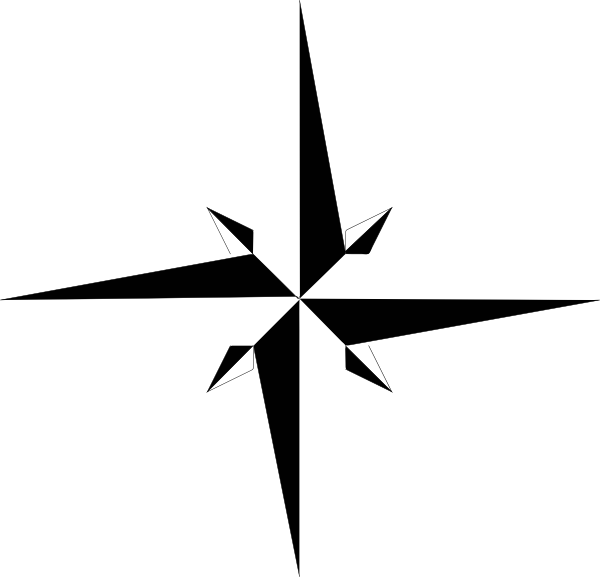 Compass Clipart Outline - Polaris Star Black And White Clipart (600x577)