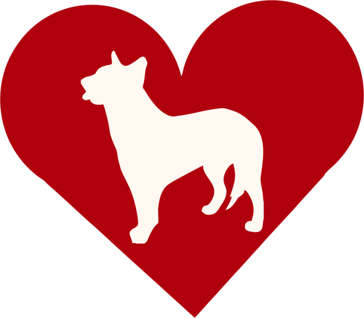 Australian Cattle Dog In Heart Outdoor Vinyl Silhouette - Eros Heart (732x640)