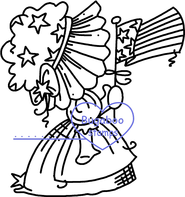 Sunbonnet July Usa Digi Stamps, Images, Clip Art, Coloring - Illustration (675x750)