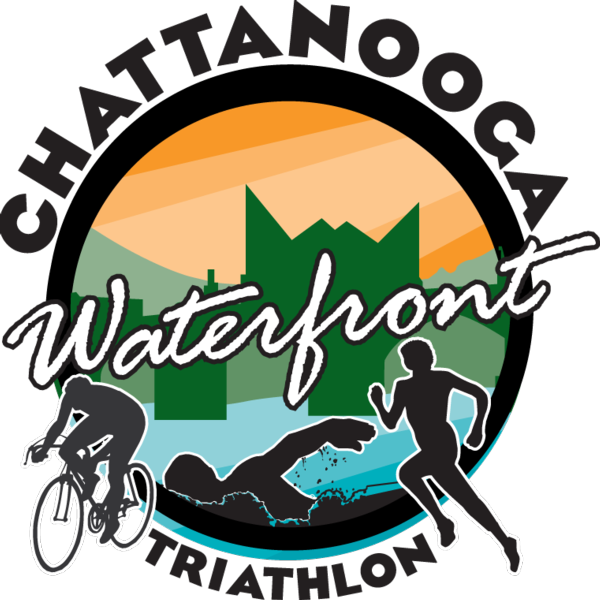 Chattanooga Waterfront Triathlon Logo - Custom Cyclist Silhouette Sticker (600x600)