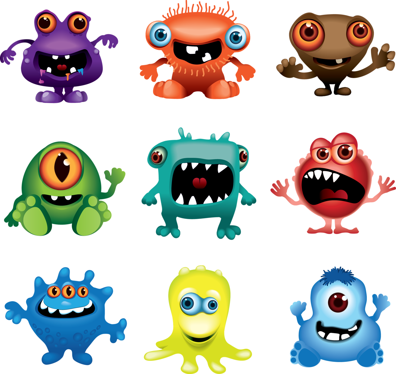 Monstruos - Cartoon Monster Faces (1280x1208)