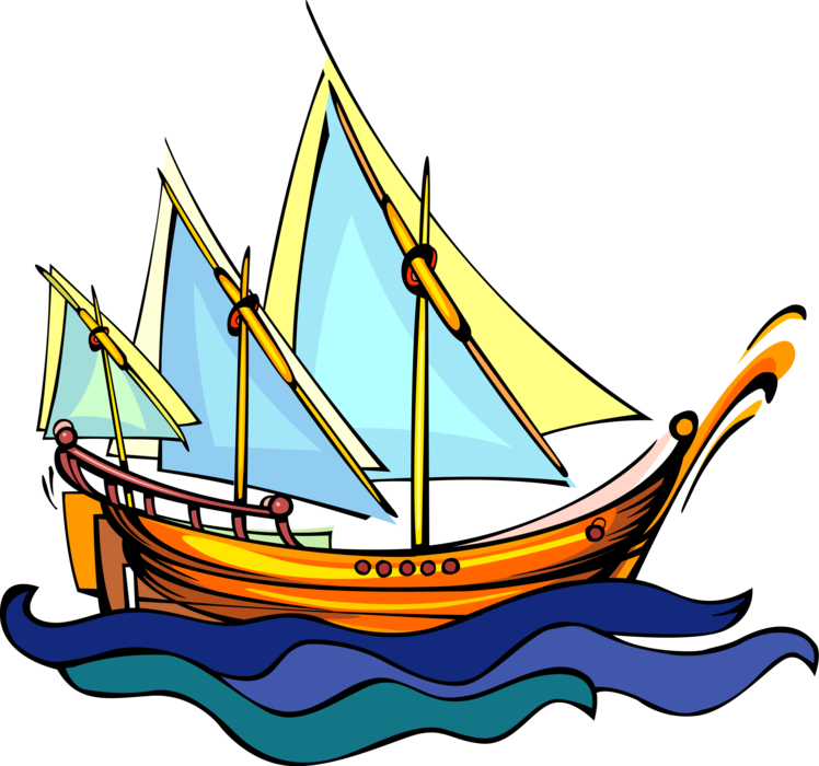 Vector Illustration Of Tall Ship Traditionally-rigged - Vector Illustration Of Tall Ship Traditionally-rigged (748x700)