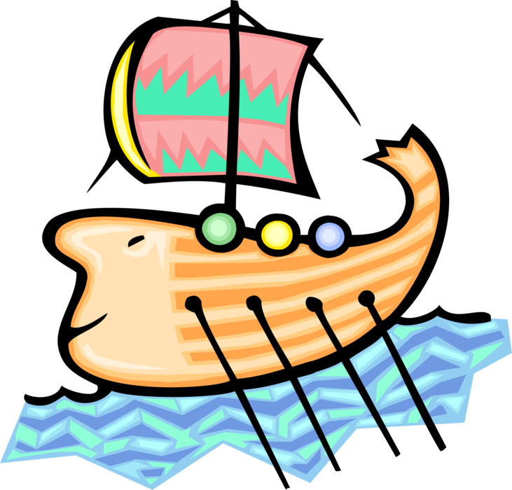 Vector Illustration Of Nordic Viking Ship With Dragon's - Ancestor (731x700)