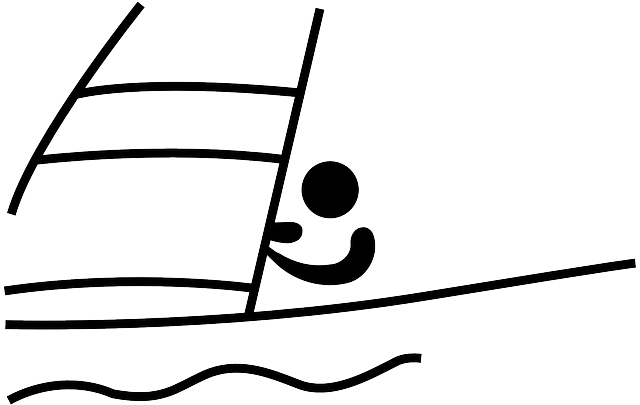 Sail Black, Sailing, Sports, Pictogram, Sea, Athletics, - Sailing Pictogram (640x405)