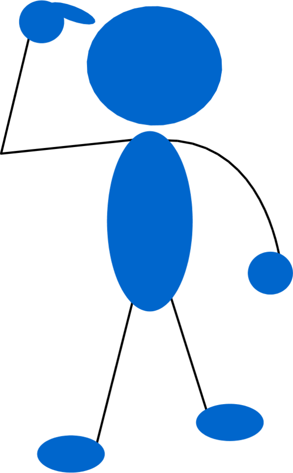 Blue Man Pointing To His Head - Person Thinking Clip Art (600x968)