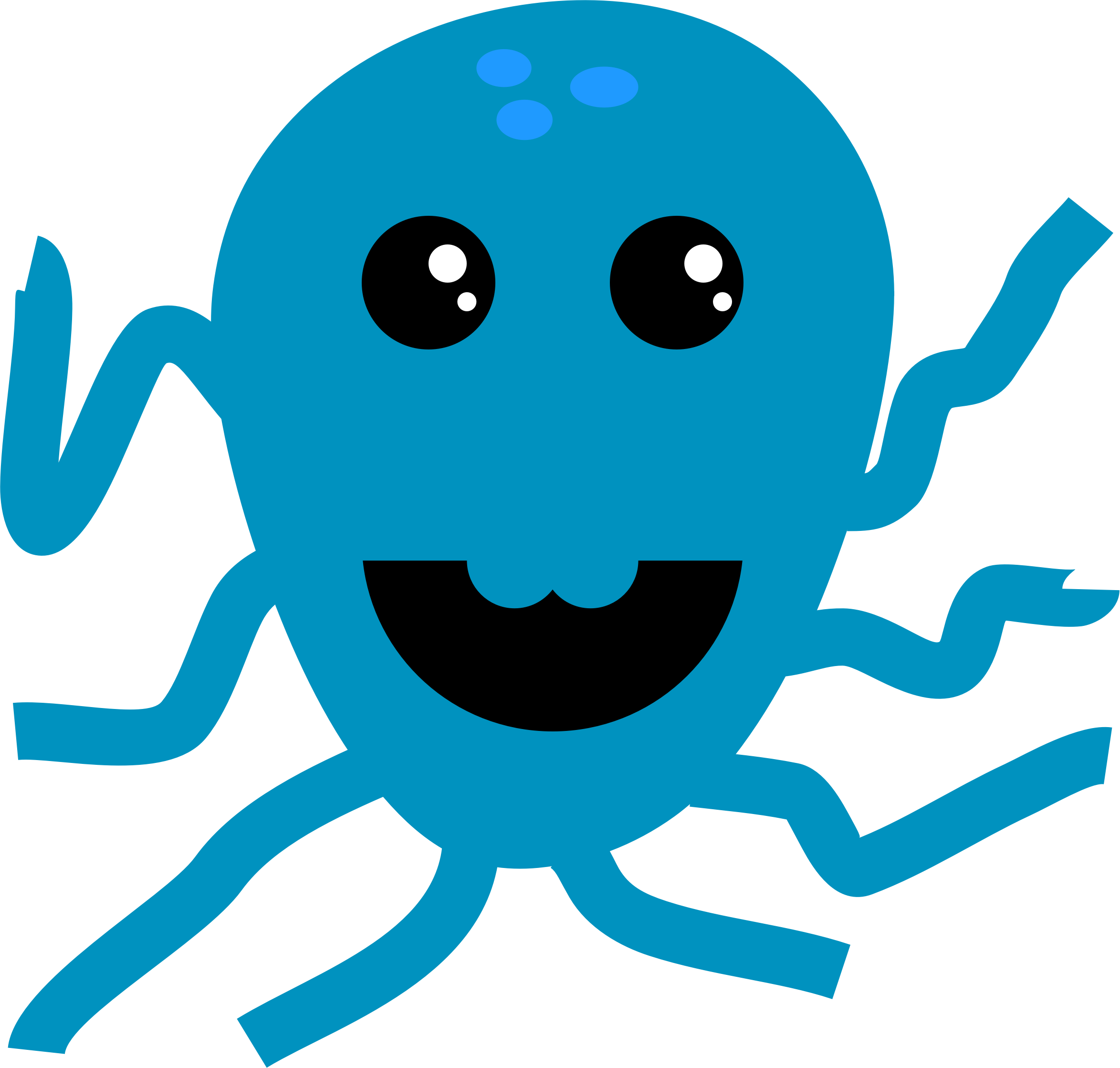Crazy Octopus With Blue Teeth - Blue (2347x2237)