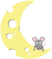 Mouse On The Cheese Moon - Crescent (674x518)