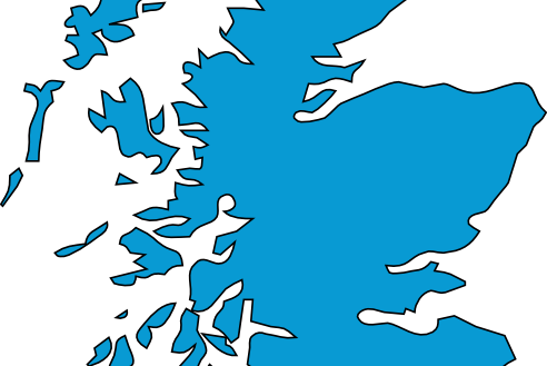 Monumental Outline Of Scotland Blue Clip Art At Clker - Outline Map Of Scotland (492x329)